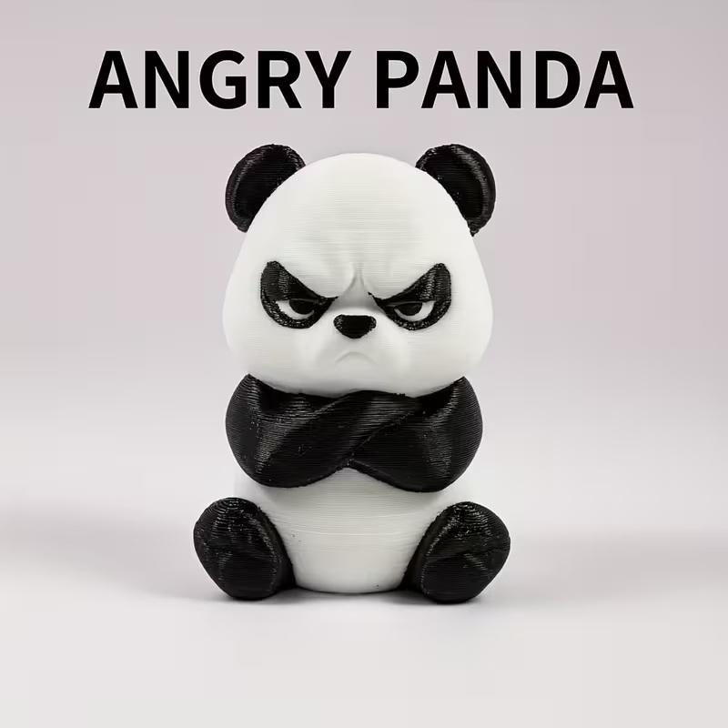 3D Printing App - 1pc 3D Printed Angry Panda Figurine,