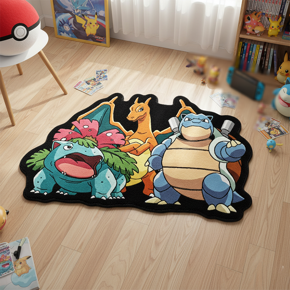 3D Printing Room - Pokemon Starter Trio Anime Area Rug