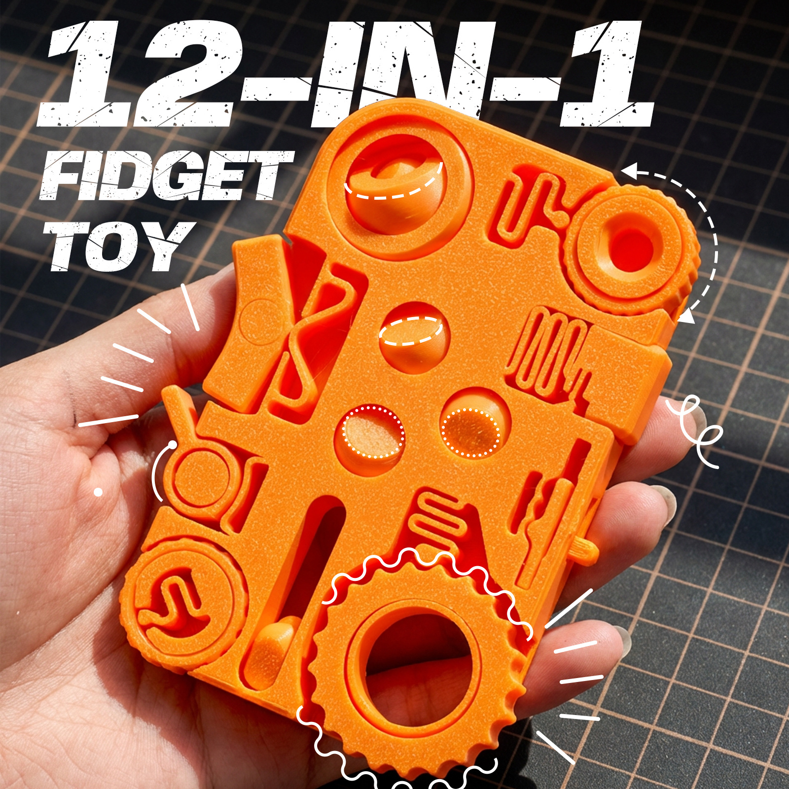 12-in-1 Stress Relief Toy 3D P - 3D Printing Gundam recension och pris